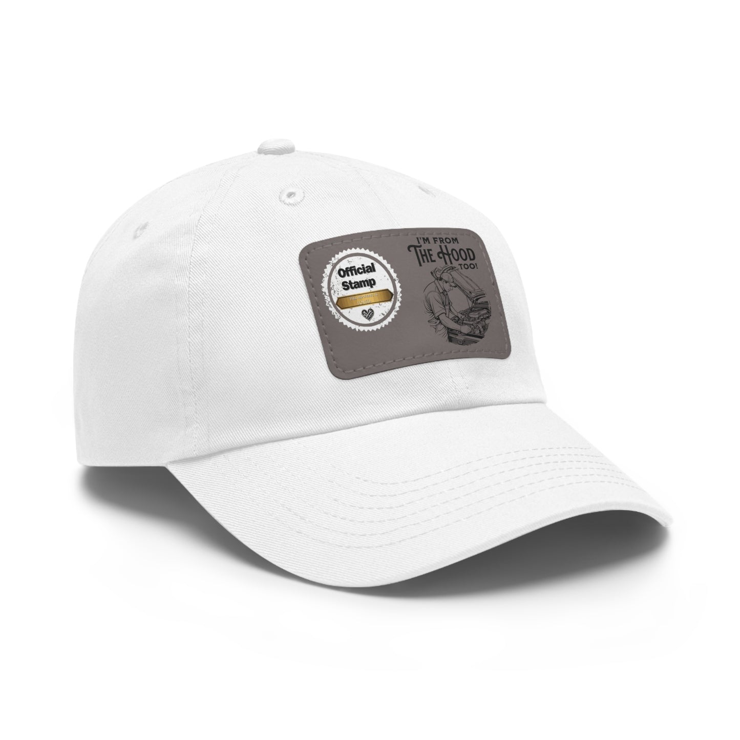 Personalized Leather Patch Hat – "I'm From The Hood Too" Custom Gift Hat