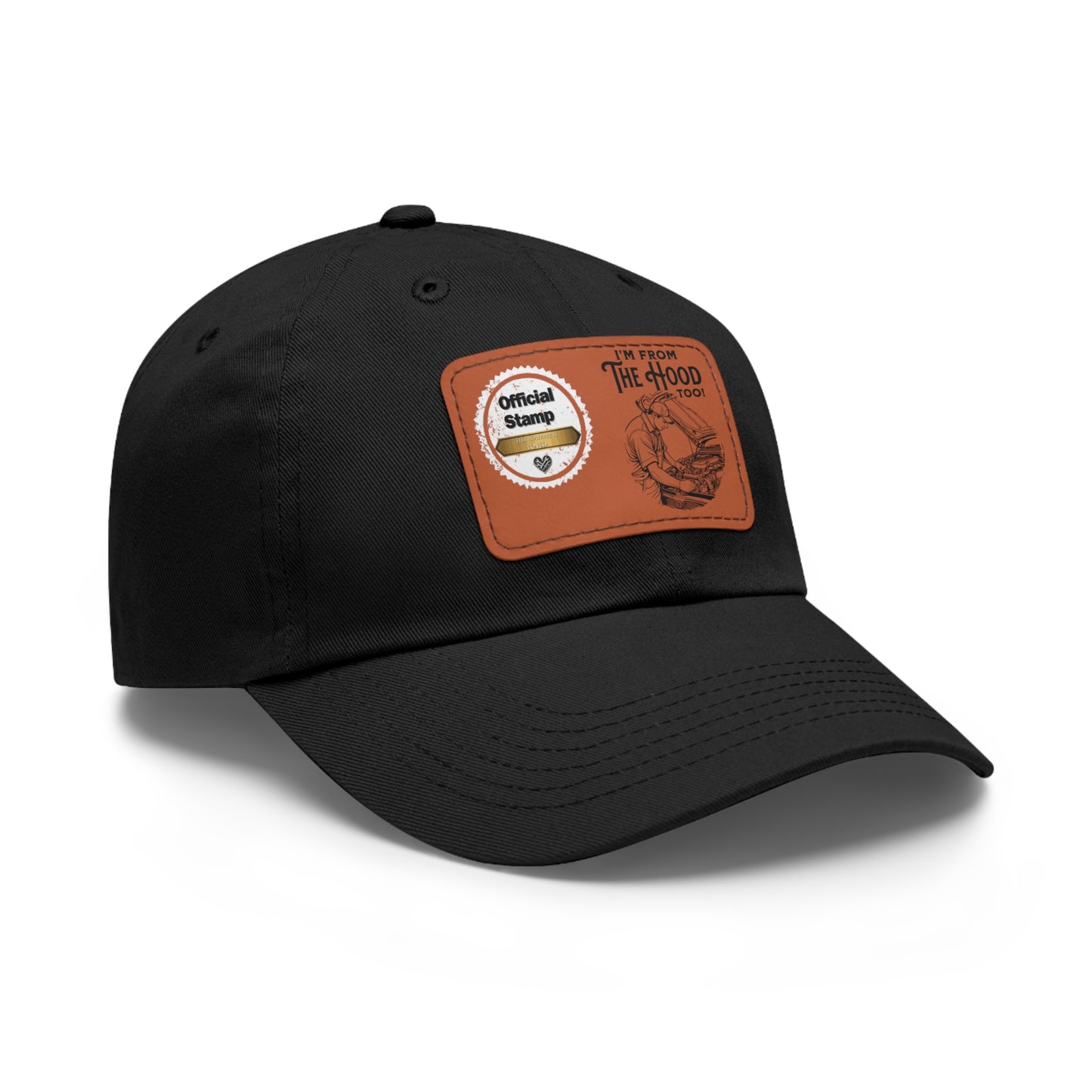 Personalized Leather Patch Hat – "I'm From The Hood Too" Custom Gift Hat